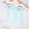 imageDEEKA 12 PCS Glitter Collegiate Style Cheer Bows Long Tail Full Rhinestones Skinny Shiny Cheer Bow Ponytail Holder Handmade Bows for Girls Teens Cheerleader Sports TealLight Blue