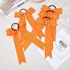 imageDEEKA 12 PCS Glitter Collegiate Style Cheer Bows Long Tail Full Rhinestones Skinny Shiny Cheer Bow Ponytail Holder Handmade Bows for Girls Teens Cheerleader Sports TealOrange