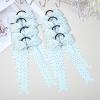 imageDEEKA 12 PCS Glitter Collegiate Style Cheer Bows Long Tail Full Rhinestones Skinny Shiny Cheer Bow Ponytail Holder Handmade Bows for Girls Teens Cheerleader Sports TealLight Blue