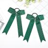 imageDEEKA 12 PCS Glitter Collegiate Style Cheer Bows Long Tail Full Rhinestones Skinny Shiny Cheer Bow Ponytail Holder Handmade Bows for Girls Teens Cheerleader Sports TealForest Green