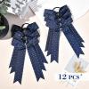 imageDEEKA 12 PCS Glitter Collegiate Style Cheer Bows Long Tail Full Rhinestones Skinny Shiny Cheer Bow Ponytail Holder Handmade Bows for Girls Teens Cheerleader Sports TealNavy Blue