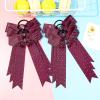 imageDEEKA 12 PCS Glitter Collegiate Style Cheer Bows Long Tail Full Rhinestones Skinny Shiny Cheer Bow Ponytail Holder Handmade Bows for Girls Teens Cheerleader Sports TealMaroonRhinestones