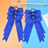 imageDEEKA 12 PCS Glitter Collegiate Style Cheer Bows Long Tail Full Rhinestones Skinny Shiny Cheer Bow Ponytail Holder Handmade Bows for Girls Teens Cheerleader Sports TealRoyal Blue