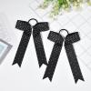 imageDEEKA 12 PCS Glitter Collegiate Style Cheer Bows Long Tail Full Rhinestones Skinny Shiny Cheer Bow Ponytail Holder Handmade Bows for Girls Teens Cheerleader Sports TealBlack