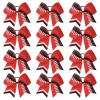 imageDEEKA 12 PCS Softball Cheer Bows 8quot Softball Thread Large Cheer Hair Bows Ponytail Holder Handmade for Teen Girls Sports Cheerleader Royal BlueBlackWhiteRed Glitter BlackWhite