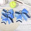 imageDEEKA 12 PCS Softball Cheer Bows 8quot Softball Thread Large Cheer Hair Bows Ponytail Holder Handmade for Teen Girls Sports Cheerleader Royal BlueBlackWhiteBlue Glitter NavyWhite