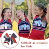 imageDEEKA 12 PCS Softball Cheer Bows 8quot Softball Thread Large Cheer Hair Bows Ponytail Holder Handmade for Teen Girls Sports Cheerleader Royal BlueBlackWhiteGreyRedWhite
