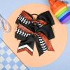 imageDEEKA 12 PCS Softball Cheer Bows 8quot Softball Thread Large Cheer Hair Bows Ponytail Holder Handmade for Teen Girls Sports Cheerleader Royal BlueBlackWhiteBlack Glitter RedWhite
