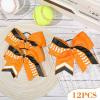 imageDEEKA 12 PCS Softball Cheer Bows 8quot Softball Thread Large Cheer Hair Bows Ponytail Holder Handmade for Teen Girls Sports Cheerleader Royal BlueBlackWhiteOrange Glitter BlackWhite