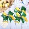 imageDEEKA 12 PCS Softball Cheer Bows 8quot Softball Thread Large Cheer Hair Bows Ponytail Holder Handmade for Teen Girls Sports Cheerleader Royal BlueBlackWhiteGreenYellowWhite