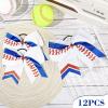 imageDEEKA 12 PCS Softball Cheer Bows 8quot Softball Thread Large Cheer Hair Bows Ponytail Holder Handmade for Teen Girls Sports Cheerleader Royal BlueBlackWhiteWhite Glitter Royal BlueRed