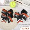 imageDEEKA 12 PCS Softball Cheer Bows 8quot Softball Thread Large Cheer Hair Bows Ponytail Holder Handmade for Teen Girls Sports Cheerleader Royal BlueBlackWhiteBlack Glitter RedWhite