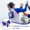 imageDEEKA 12 PCS Softball Cheer Bows 8quot Softball Thread Large Cheer Hair Bows Ponytail Holder Handmade for Teen Girls Sports Cheerleader Royal BlueBlackWhiteRoyal BlueYellowWhite