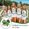imageDEEKA 12 PCS Softball Cheer Bows 8quot Softball Thread Large Cheer Hair Bows Ponytail Holder Handmade for Teen Girls Sports Cheerleader Royal BlueBlackWhiteGreen Glitter GoldWhite