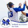 imageDEEKA 12 PCS Softball Cheer Bows 8quot Softball Thread Large Cheer Hair Bows Ponytail Holder Handmade for Teen Girls Sports Cheerleader Royal BlueBlackWhiteRoyal BlueBlackWhite