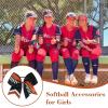 imageDEEKA 12 PCS Softball Cheer Bows 8quot Softball Thread Large Cheer Hair Bows Ponytail Holder Handmade for Teen Girls Sports Cheerleader Royal BlueBlackWhiteBlack Glitter RedWhite