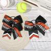 imageDEEKA 12 PCS Softball Cheer Bows 8quot Softball Thread Large Cheer Hair Bows Ponytail Holder Handmade for Teen Girls Sports Cheerleader Royal BlueBlackWhiteBlack Glitter RedWhite