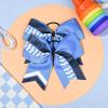 imageDEEKA 12 PCS Softball Cheer Bows 8quot Softball Thread Large Cheer Hair Bows Ponytail Holder Handmade for Teen Girls Sports Cheerleader Royal BlueBlackWhiteBlue Glitter NavyWhite