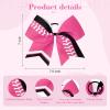 imageDEEKA 12 PCS Softball Cheer Bows 8quot Softball Thread Large Cheer Hair Bows Ponytail Holder Handmade for Teen Girls Sports Cheerleader Royal BlueBlackWhitePinkBlackWhite