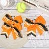 imageDEEKA 12 PCS Softball Cheer Bows 8quot Softball Thread Large Cheer Hair Bows Ponytail Holder Handmade for Teen Girls Sports Cheerleader Royal BlueBlackWhiteOrange Glitter BlackWhite