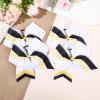 imageDEEKA 12 PCS Softball Cheer Bows 8quot Softball Thread Large Cheer Hair Bows Ponytail Holder Handmade for Teen Girls Sports Cheerleader Royal BlueBlackWhiteWhiteYellowBlack