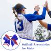 imageDEEKA 12 PCS Softball Cheer Bows 8quot Softball Thread Large Cheer Hair Bows Ponytail Holder Handmade for Teen Girls Sports Cheerleader Royal BlueBlackWhiteRoyal BlueRedWhite