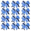 imageDEEKA 12 PCS Softball Cheer Bows 8quot Softball Thread Large Cheer Hair Bows Ponytail Holder Handmade for Teen Girls Sports Cheerleader Royal BlueBlackWhiteBlue Glitter NavyWhite