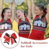 imageDEEKA 12 PCS Softball Cheer Bows 8quot Softball Thread Large Cheer Hair Bows Ponytail Holder Handmade for Teen Girls Sports Cheerleader Royal BlueBlackWhiteRed Glitter BlackWhite