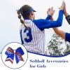 imageDEEKA 12 PCS Softball Cheer Bows 8quot Softball Thread Large Cheer Hair Bows Ponytail Holder Handmade for Teen Girls Sports Cheerleader Royal BlueBlackWhiteRoyal Blue Glitter RedWhite