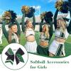 imageDEEKA 12 PCS Softball Cheer Bows 8quot Softball Thread Large Cheer Hair Bows Ponytail Holder Handmade for Teen Girls Sports Cheerleader Royal BlueBlackWhiteBlackGreenWhite