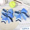 imageDEEKA 12 PCS Softball Cheer Bows 8quot Softball Thread Large Cheer Hair Bows Ponytail Holder Handmade for Teen Girls Sports Cheerleader Royal BlueBlackWhiteBlue Glitter NavyWhite