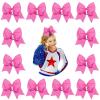 imageDEEKA 12PCS 8quot Two Toned Large Cheer Hair Bows Ponytail Holder Handmade for Teen Girls Softball Cheerleader SportsLight PinkBright PinkBright Pink Pack of 12
