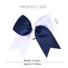 imageDEEKA 12PCS 8quot Two Toned Large Cheer Hair Bows Ponytail Holder Handmade for Teen Girls Softball Cheerleader SportsLight PinkBright PinkNavy BlueWhite Pack of 12