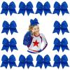 imageDEEKA 12PCS 8quot Two Toned Large Cheer Hair Bows Ponytail Holder Handmade for Teen Girls Softball Cheerleader SportsLight PinkBright PinkRoyal Blue Pack of 12