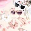 imageDEEKA 24 Pcs Margs and Matrimony Bachelorette Party Favors Decorations Bridesmaid Proposal Gifts Heart Sunglasses Hair Claw Clips Satin Scrunchies Accessories Set Bridal Party Wedding GiftsWhitePink 12 Sets