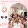 imageDEEKA 24 Pcs Margs and Matrimony Bachelorette Party Favors Decorations Bridesmaid Proposal Gifts Heart Sunglasses Hair Claw Clips Satin Scrunchies Accessories Set Bridal Party Wedding GiftsWhitePink 12 Sets