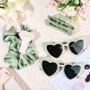 imageDEEKA 24 Pcs Margs and Matrimony Bachelorette Party Favors Decorations Bridesmaid Proposal Gifts Heart Sunglasses Hair Claw Clips Satin Scrunchies Accessories Set Bridal Party Wedding GiftsSage Green