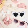 imageDEEKA 24 Pcs Margs and Matrimony Bachelorette Party Favors Decorations Bridesmaid Proposal Gifts Heart Sunglasses Hair Claw Clips Satin Scrunchies Accessories Set Bridal Party Wedding GiftsWhitePink 12 Sets