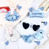 imageDEEKA 24 Pcs Margs and Matrimony Bachelorette Party Favors Decorations Bridesmaid Proposal Gifts Heart Sunglasses Hair Claw Clips Satin Scrunchies Accessories Set Bridal Party Wedding GiftsWhiteBlue 12 Sets