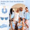 imageDEEKA 24 Pcs Margs and Matrimony Bachelorette Party Favors Decorations Bridesmaid Proposal Gifts Heart Sunglasses Hair Claw Clips Satin Scrunchies Accessories Set Bridal Party Wedding GiftsWhiteBlue 12 Sets