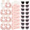imageDEEKA 24 Pcs Margs and Matrimony Bachelorette Party Favors Decorations Bridesmaid Proposal Gifts Heart Sunglasses Hair Claw Clips Satin Scrunchies Accessories Set Bridal Party Wedding GiftsWhitePink