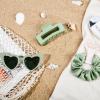 imageDEEKA 24 Pcs Margs and Matrimony Bachelorette Party Favors Decorations Bridesmaid Proposal Gifts Heart Sunglasses Hair Claw Clips Satin Scrunchies Accessories Set Bridal Party Wedding GiftsSage Green