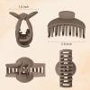 imageDEEKA 3 PCS 25 Inch Tortoise Shell Hair Claw Clips Double Row Teeth Plastic Hair Jaw Clips Hair Barrettes Thick Medium Thin Hair Clips for WomenBeige Brown Black