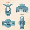 imageDEEKA 3 PCS 25 Inch Tortoise Shell Hair Claw Clips Double Row Teeth Plastic Hair Jaw Clips Hair Barrettes Thick Medium Thin Hair Clips for WomenBeige Blue Pink Green