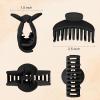 imageDEEKA 3 PCS 25 Inch Tortoise Shell Hair Claw Clips Double Row Teeth Plastic Hair Jaw Clips Hair Barrettes Thick Medium Thin Hair Clips for WomenBlack