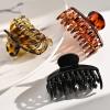 imageDEEKA 3 PCS 25 Inch Tortoise Shell Hair Claw Clips Double Row Teeth Plastic Hair Jaw Clips Hair Barrettes Thick Medium Thin Hair Clips for WomenBlackBrownLeopard