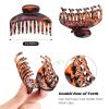 imageDEEKA 3 PCS 25 Inch Tortoise Shell Hair Claw Clips Double Row Teeth Plastic Hair Jaw Clips Hair Barrettes Thick Medium Thin Hair Clips for WomenBlackBrownLeopard
