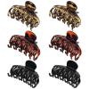 imageDEEKA 3 PCS 25 Inch Tortoise Shell Hair Claw Clips Double Row Teeth Plastic Hair Jaw Clips Hair Barrettes Thick Medium Thin Hair Clips for WomenBlackBrownLeopard