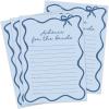imageDEEKA 30 PCS Bridal Shower Games Card for 30 Guests Pink Wavy Border Ribbon Bow Funny Wedding Bachelorette Party Games for Reception Would She RatherBlue