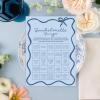 imageDEEKA 30 PCS Bridal Shower Games Card for 30 Guests Pink Wavy Border Ribbon Bow Funny Wedding Bachelorette Party Games for Reception Would She RatherBlue